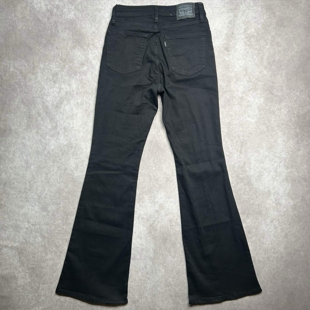 Levis 726 Jeans Womens 29 Black High Rise Flare Stretch Dark Wash Boho - Picture 2 of 9
